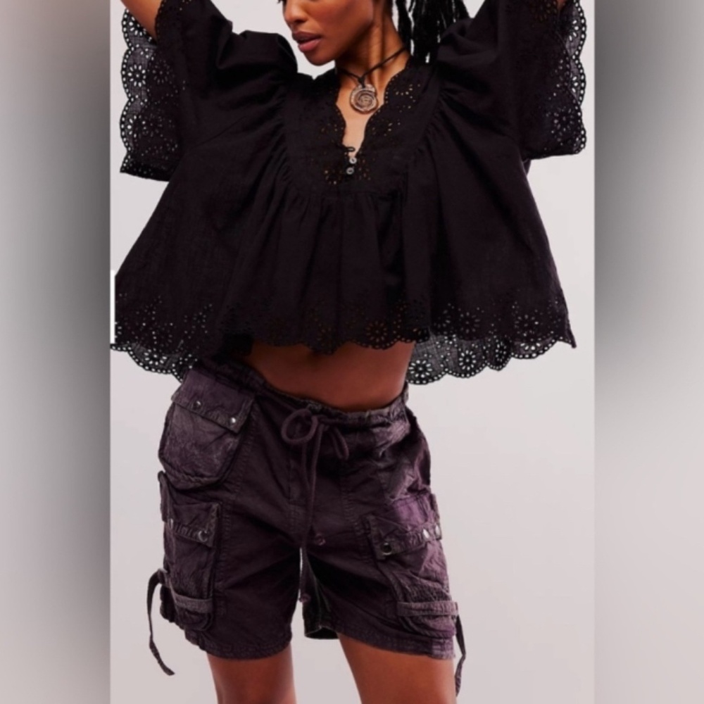 NWOT Free People Moon Bay Parachute Shorts, Black, Size XS